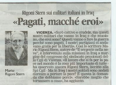 Dichiarazione di Mario Rigoni Stern sulla partecipazione italiana alla guerra in Iraq